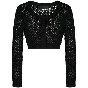 ROTATE Black Women's Cropped Chunky Knit Cardigan Sweater